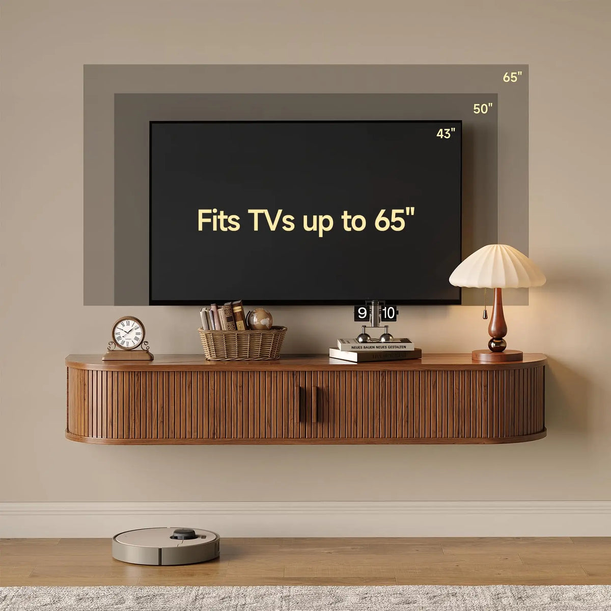 Onbrell Floating TV Console With LED Lights And Power Outlet