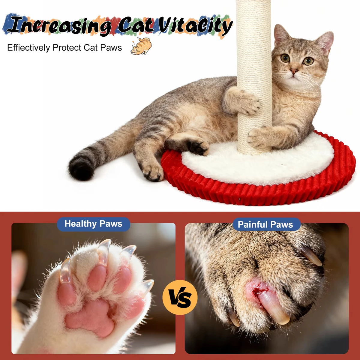 CWV Rotating Cat Scratching Post With Sturdy Base Hanging Toy