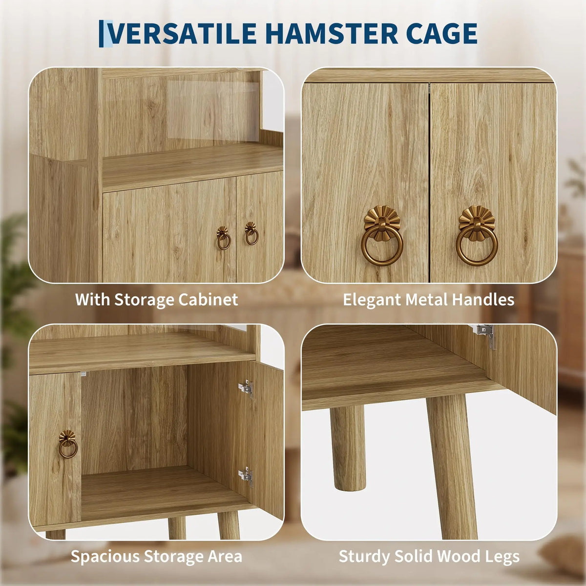 Wooden Hamster Cage Enclosure With Spacious Play And Rest Area
