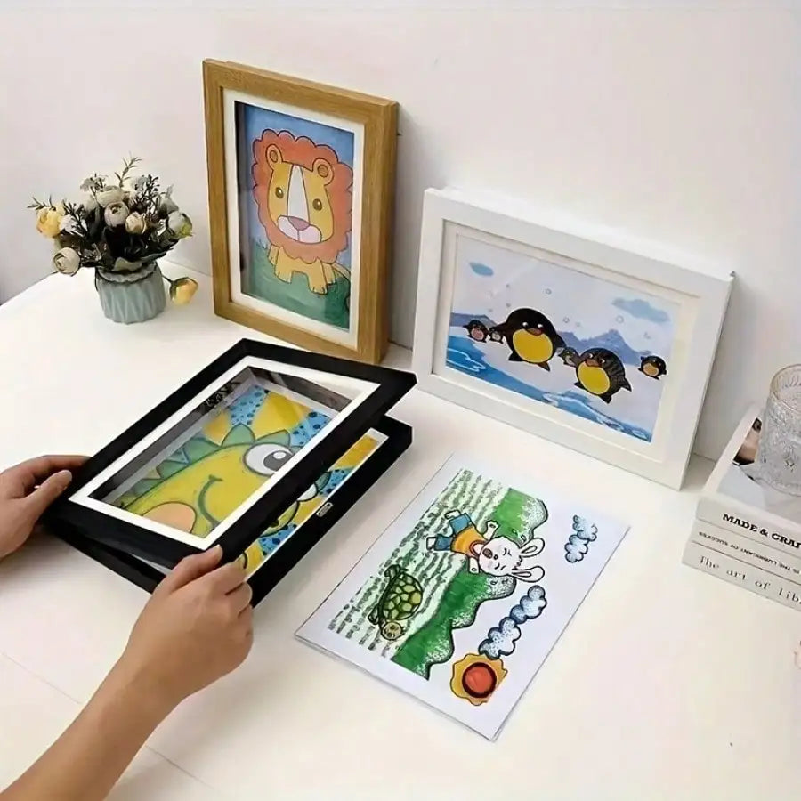 Foldable Magnetic Art Display Frame For Children Drawings And Photos