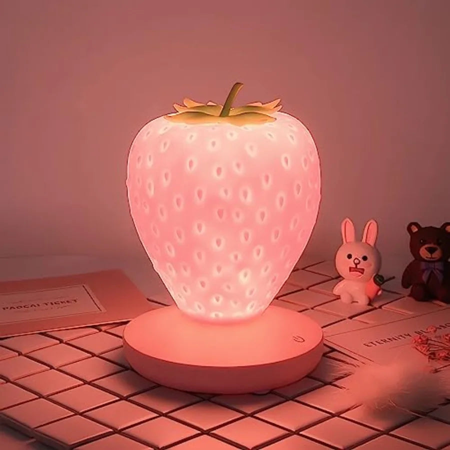 Touch Control Silicone Strawberry Night Light Rechargeable Lamp
