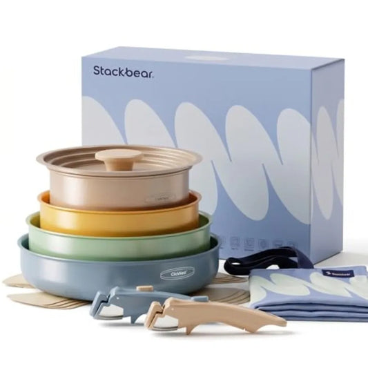 Stainless Steel Camping Cookware Set With Detachable Handles