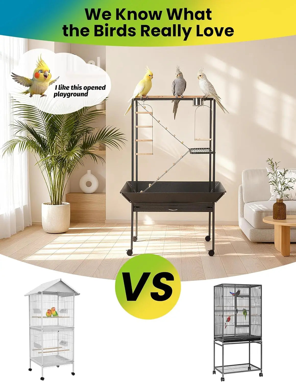 Bird Cage Play Center With Perches Ladders And Toy Hooks