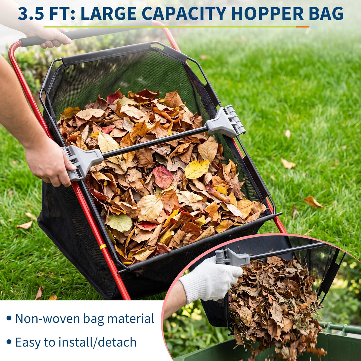 HiMiss Manual Push Lawn Leaf Sweeper For Yard Cleanup