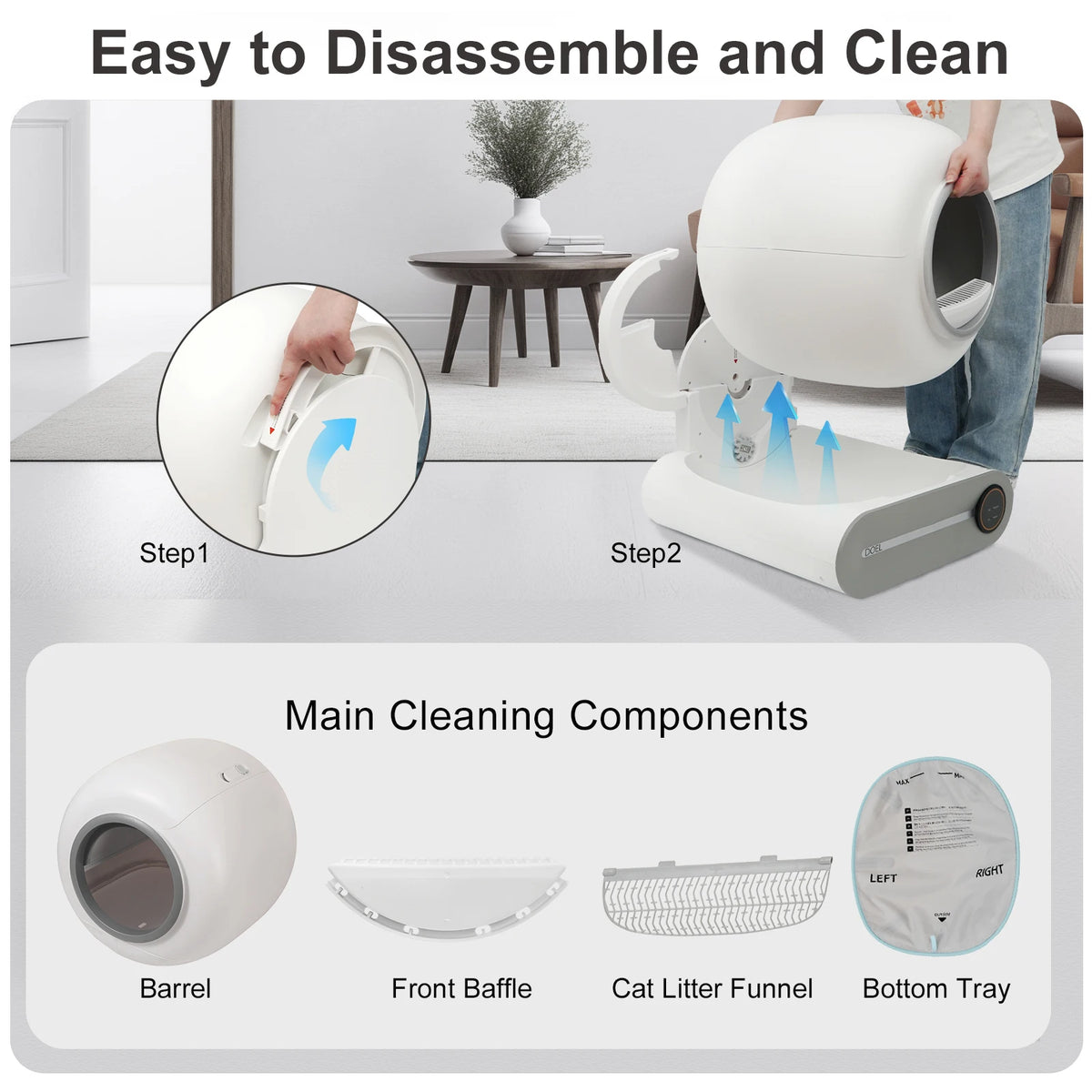Doel Automatic Smart Cat Litter Box Featuring App Control Wifi