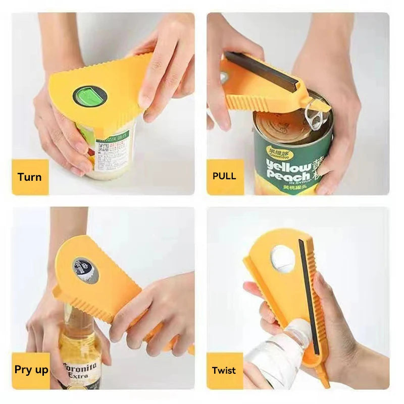 Stainless Steel Manual Multifunctional Can Bottle Jar Opener