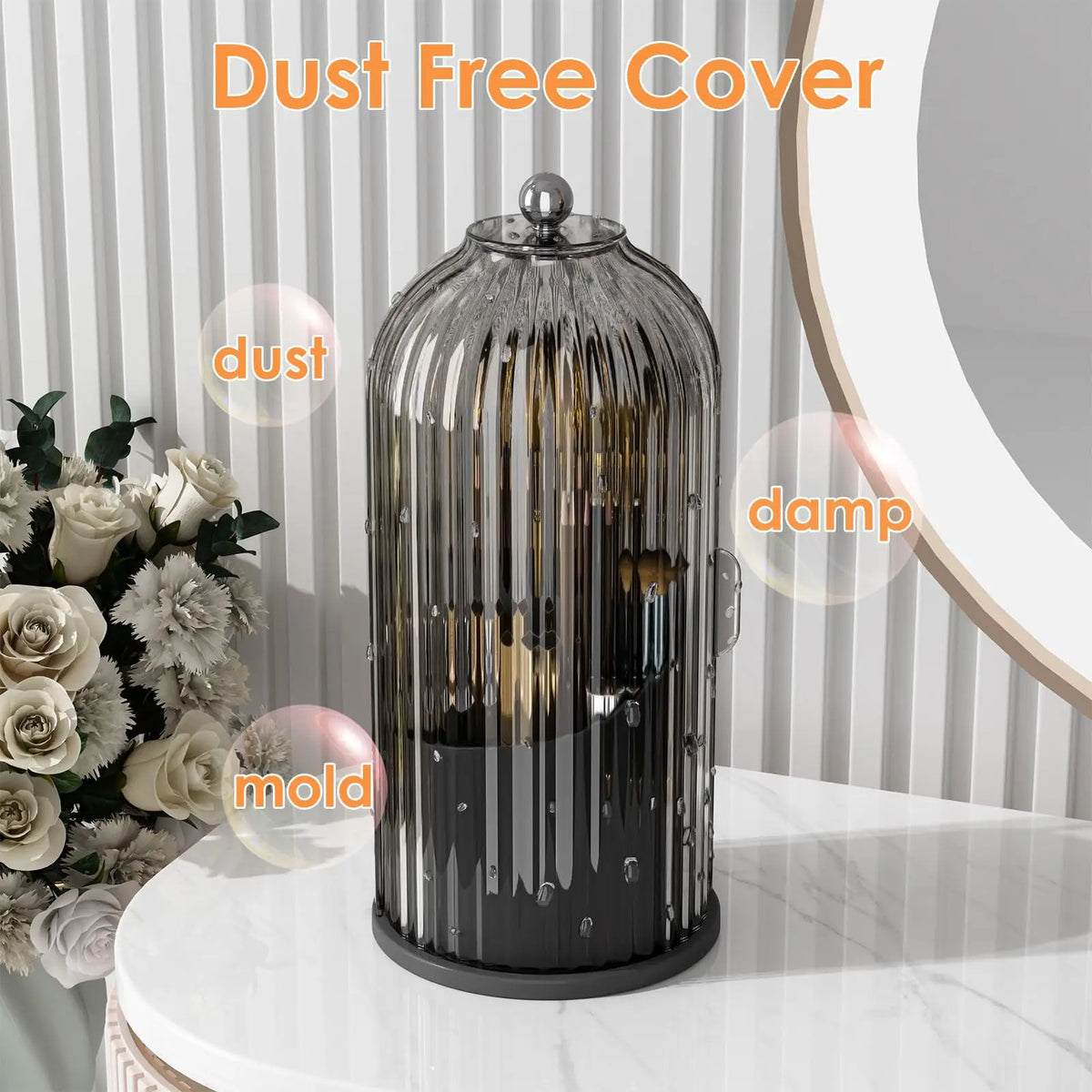 YOOLENS Rotating Makeup Brush Organizer With Dustproof Lid