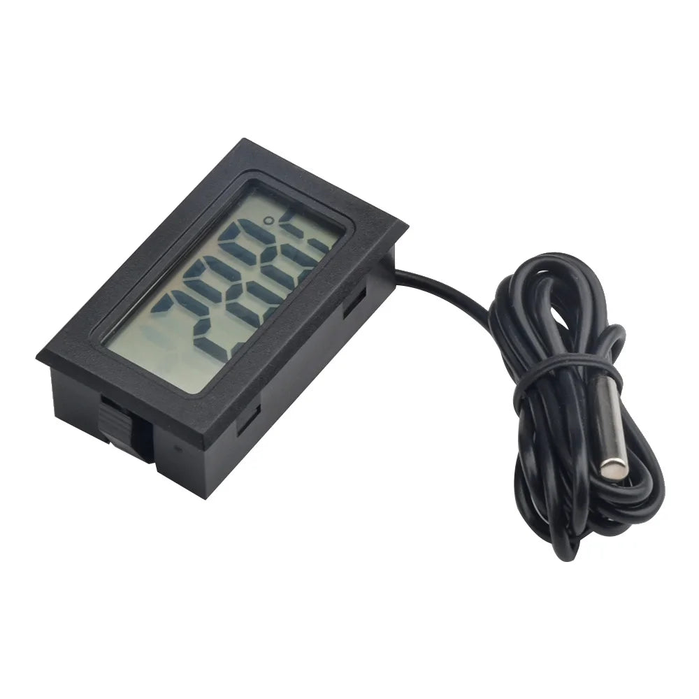 5PCS FY-10 Mini LCD Digital Thermometer, Built-in Temperature Tester, Aquarium/Car/Water Bath Temperature Sensor, Temperature Monitor, Built-in Temperature Sensor, 1M Cable Length