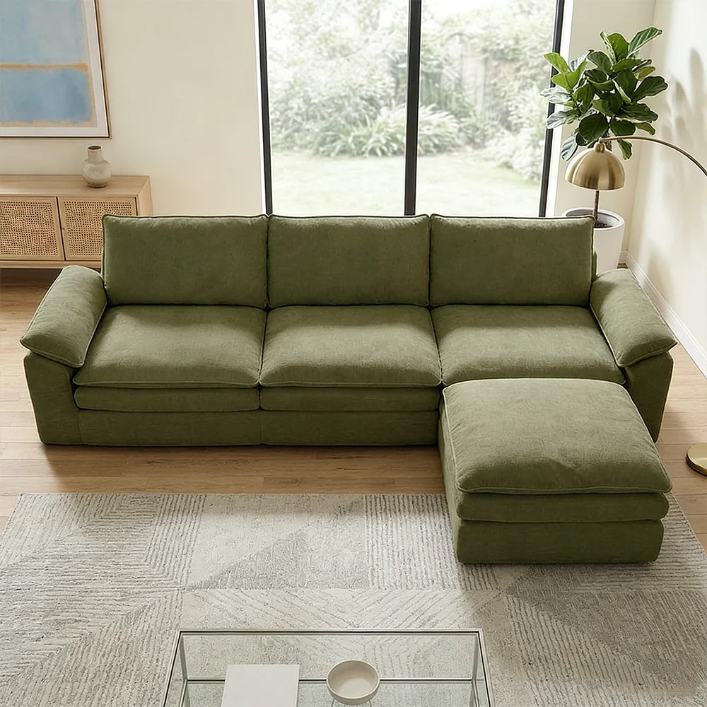 YQzyphyna Modern Cloud Modular Sofa L-Shaped Velvet Couch With Pillows