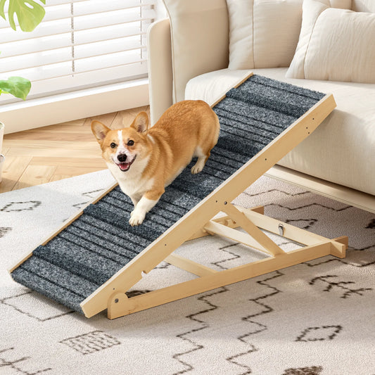 EVOKEDEN Adjustable Folding Wooden Pet Ramp For Dogs And Cats