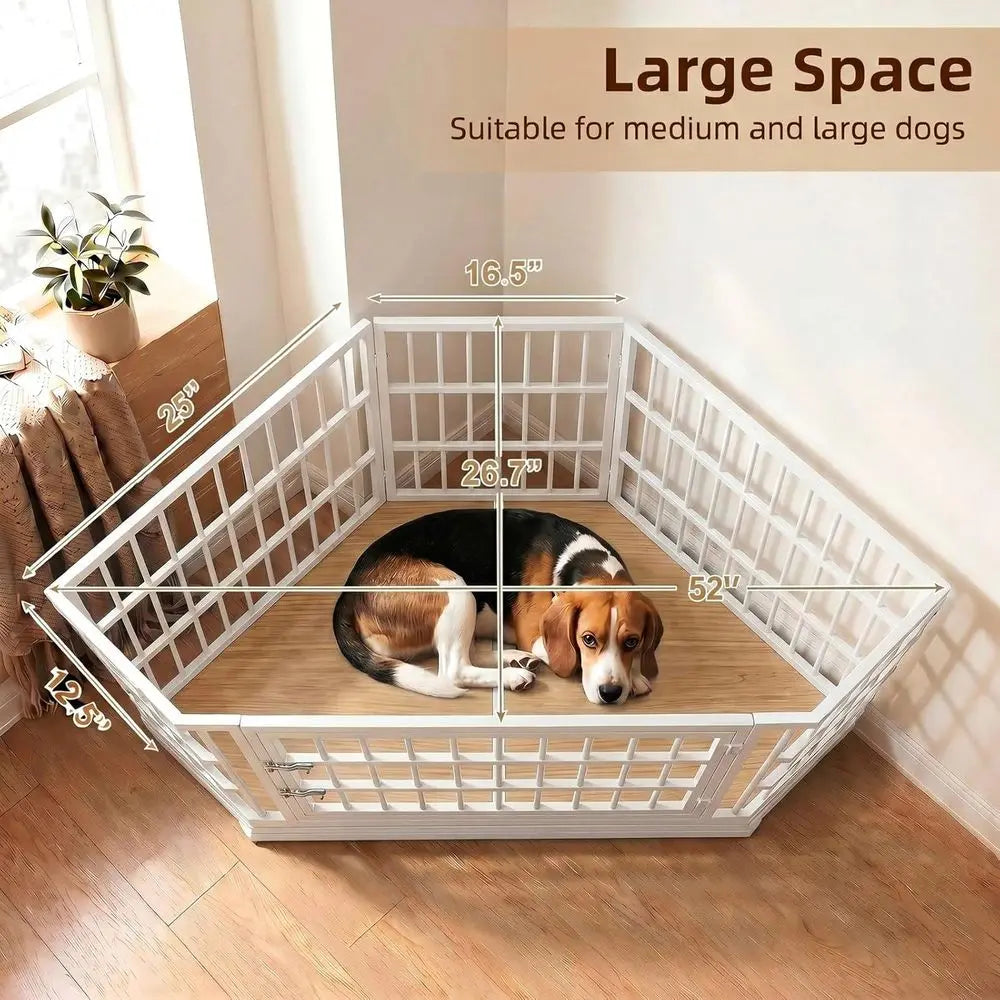 Wooden Dog Crate Furniture With Lockable Ventilated Kennel Design