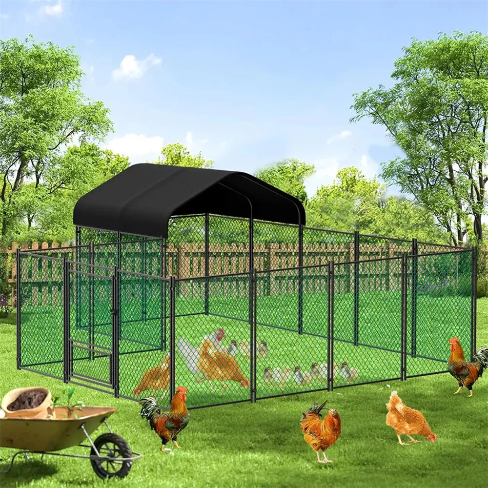 BORWART Walk In Chicken Run Coop With Waterproof Outdoor Cover