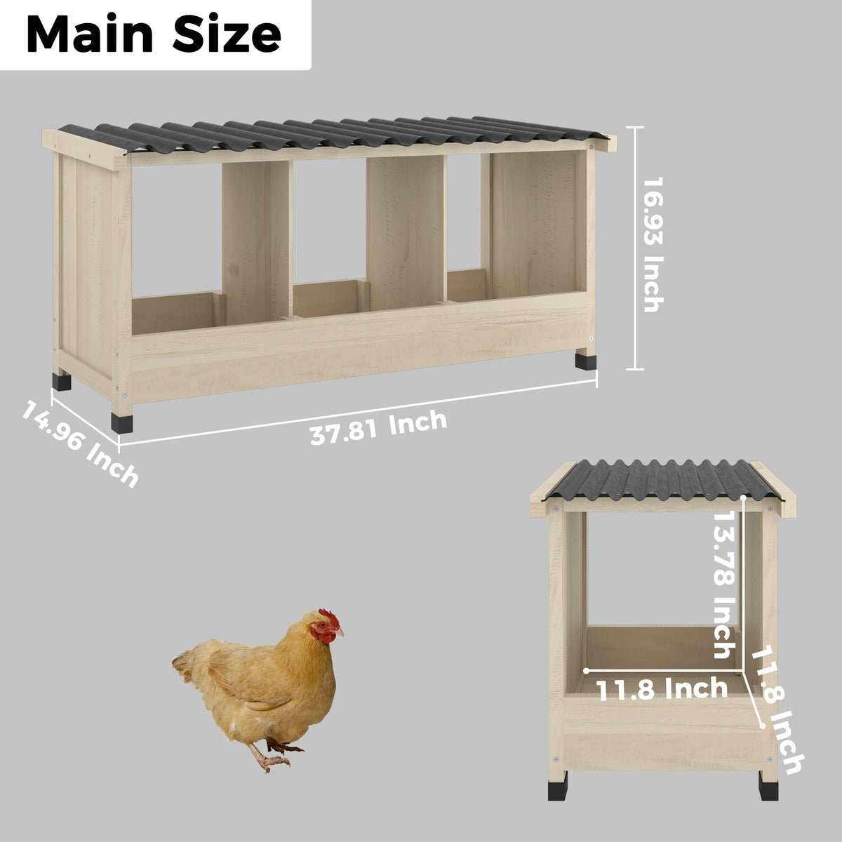 Wooden Chicken Nesting Box With Waterproof PVC Roof For Coops