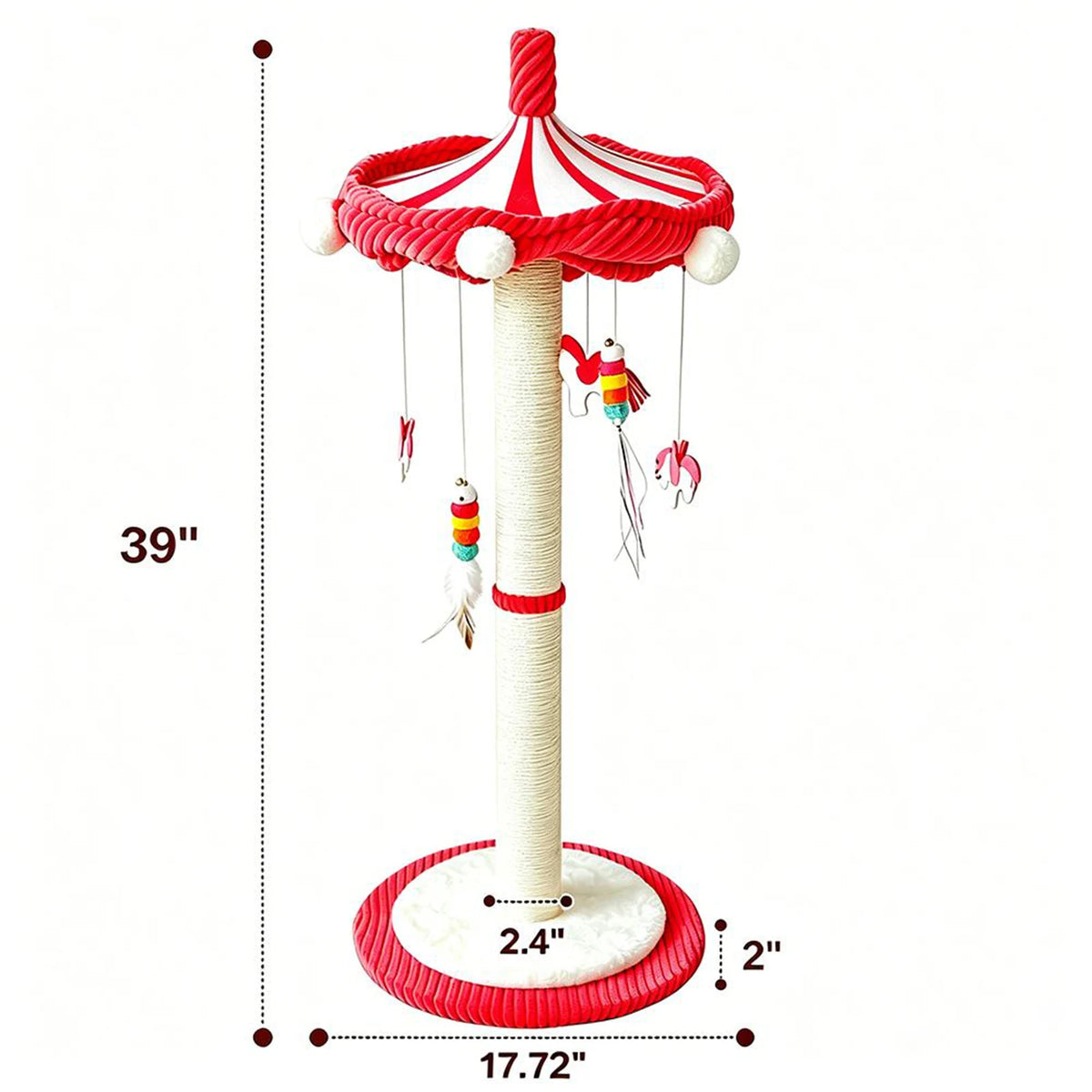 CWV Rotating Cat Scratching Post With Sturdy Base Hanging Toy
