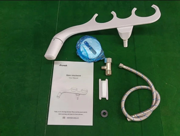 Dual Nozzle Bidet Attachment With Frontal Self Cleaning Spray