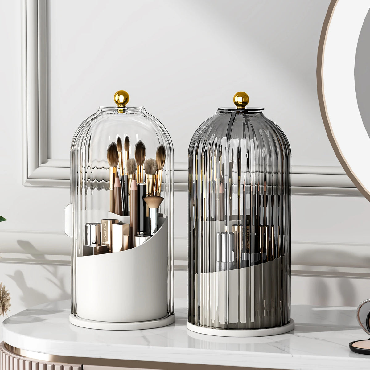 YOOLENS Rotating Makeup Brush Organizer With Dustproof Lid