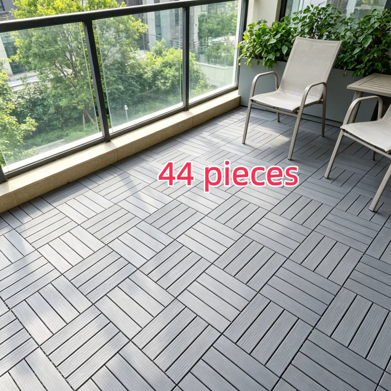 44-Piece Interlocking Plastic Outdoor Flooring, Suitable for Courtyard Floors, Outdoor Patios, Walkways, and Decking. Waterproof and Easy to Install, Made of Durable PP Material, Ideal for Use around Swimming Pools, Gardens,
