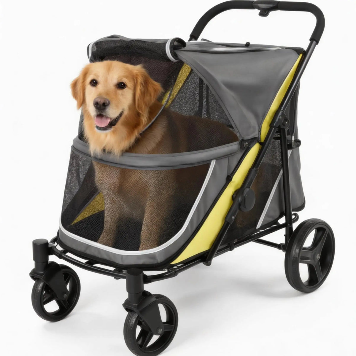 Foldable Pet Stroller With Breathable Mesh Carrier For Outdoor Travel