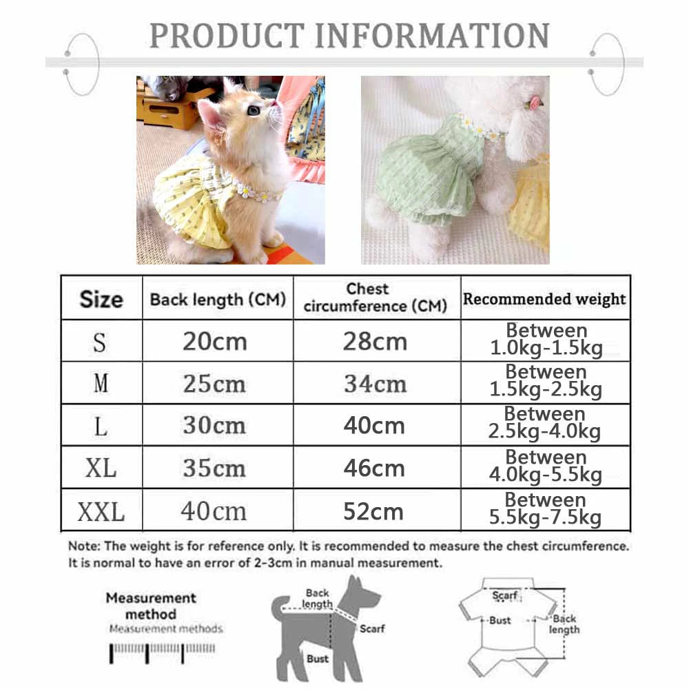 Breathable Floral Pet Skirt Dress For Dogs And Cats