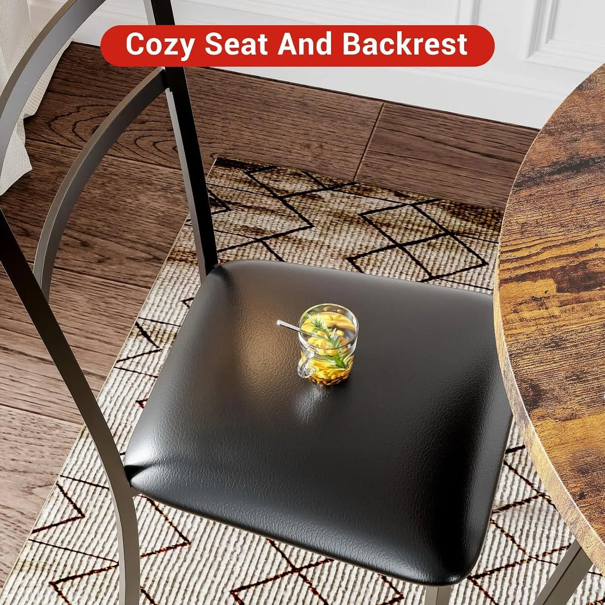 Modern Round Dining Table Set With Two Upholstered Chairs