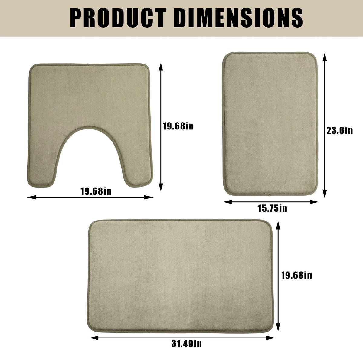 Microfiber Bath Rug Set With Non Slip Backing For Bathroom