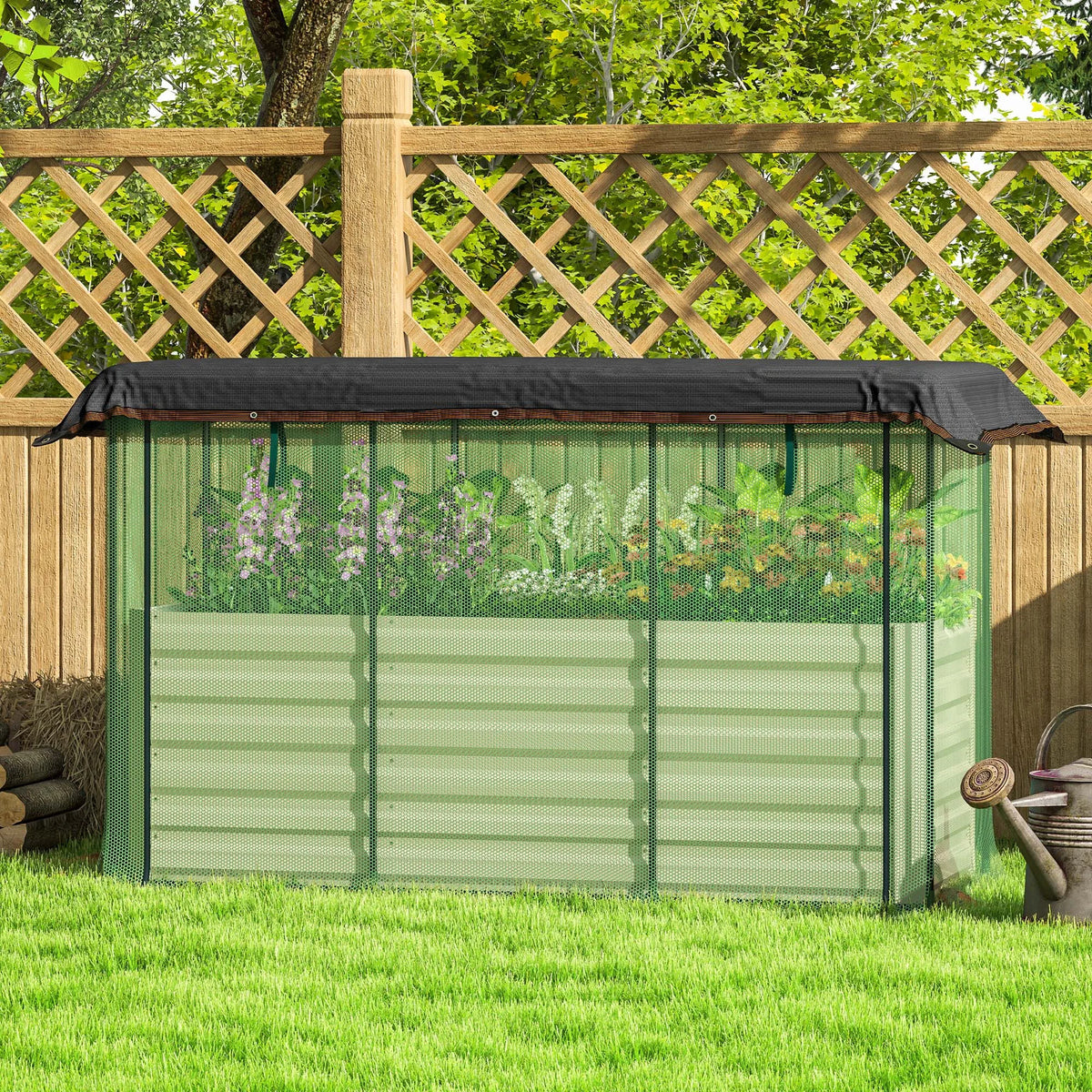 Galvanized Raised Garden Bed with Crop Cage & Shade Cloth, Beige