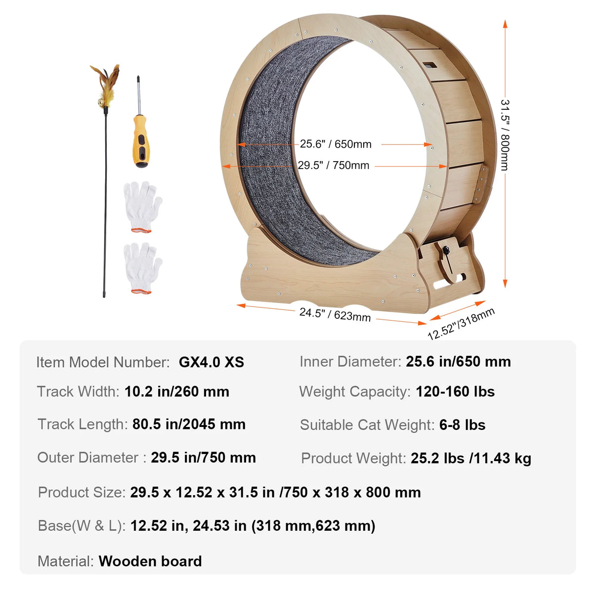 SucceBuy Wooden Cat Exercise Wheel For Indoor Running