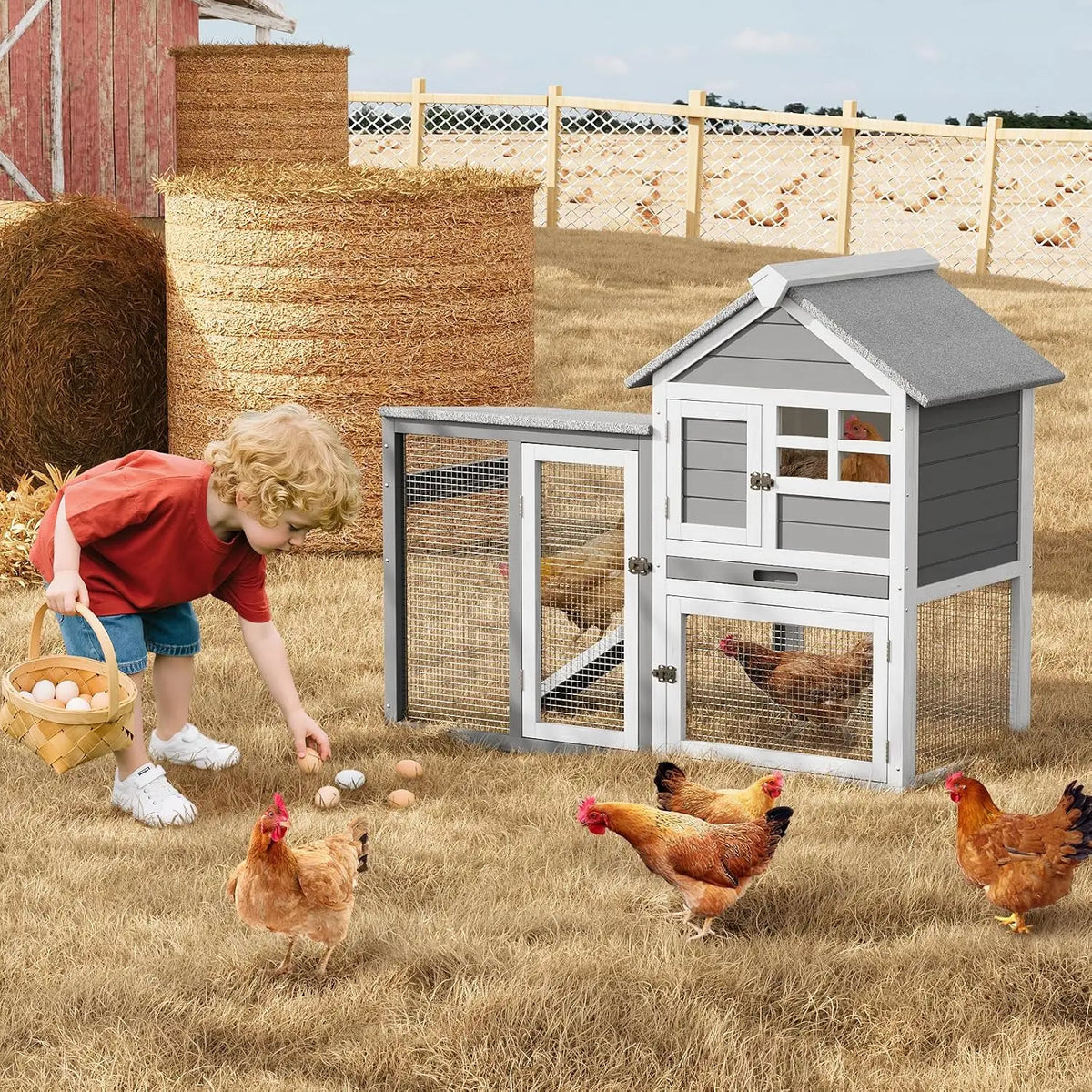 Garvee Two Story Wooden Rabbit Hutch With Pull Out Tray