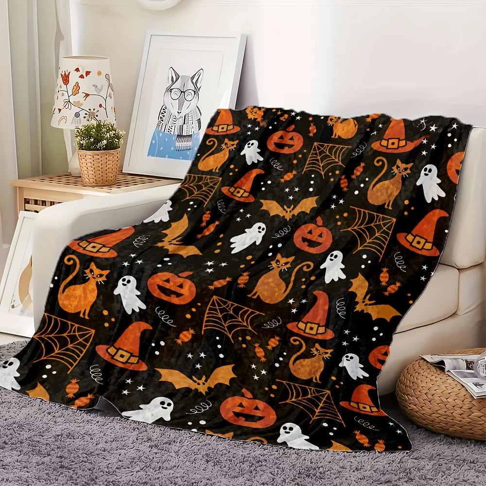 Halloween All Over Print Flannel Throw Blanket For Bedroom Decor