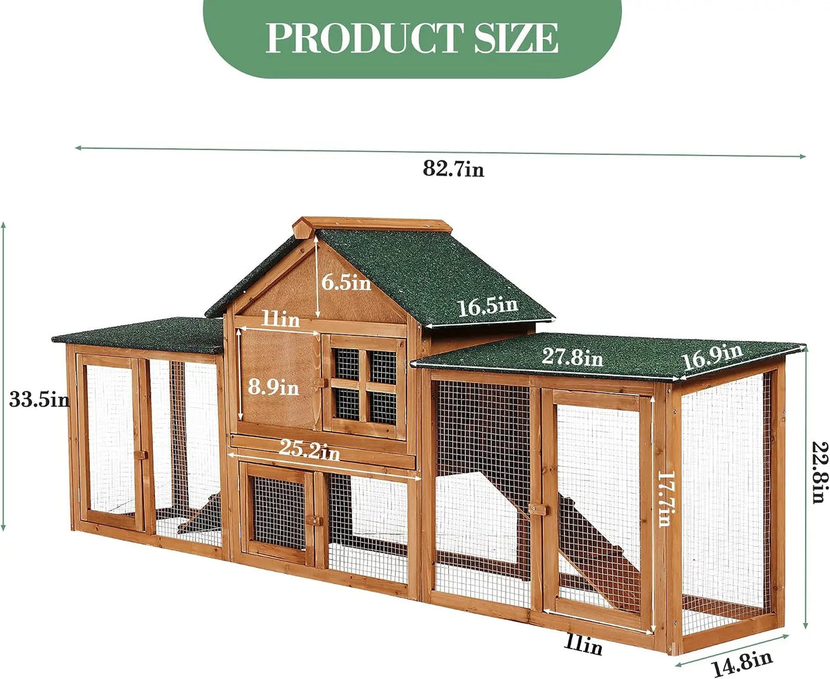 Garvee Wooden Chicken Coop Hutch With Waterproof Asphalt Roof