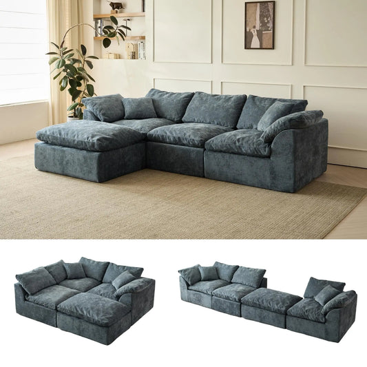 Yeflixvrau Modern Cloud L Shaped Modular Sectional Sofa With Ottoman