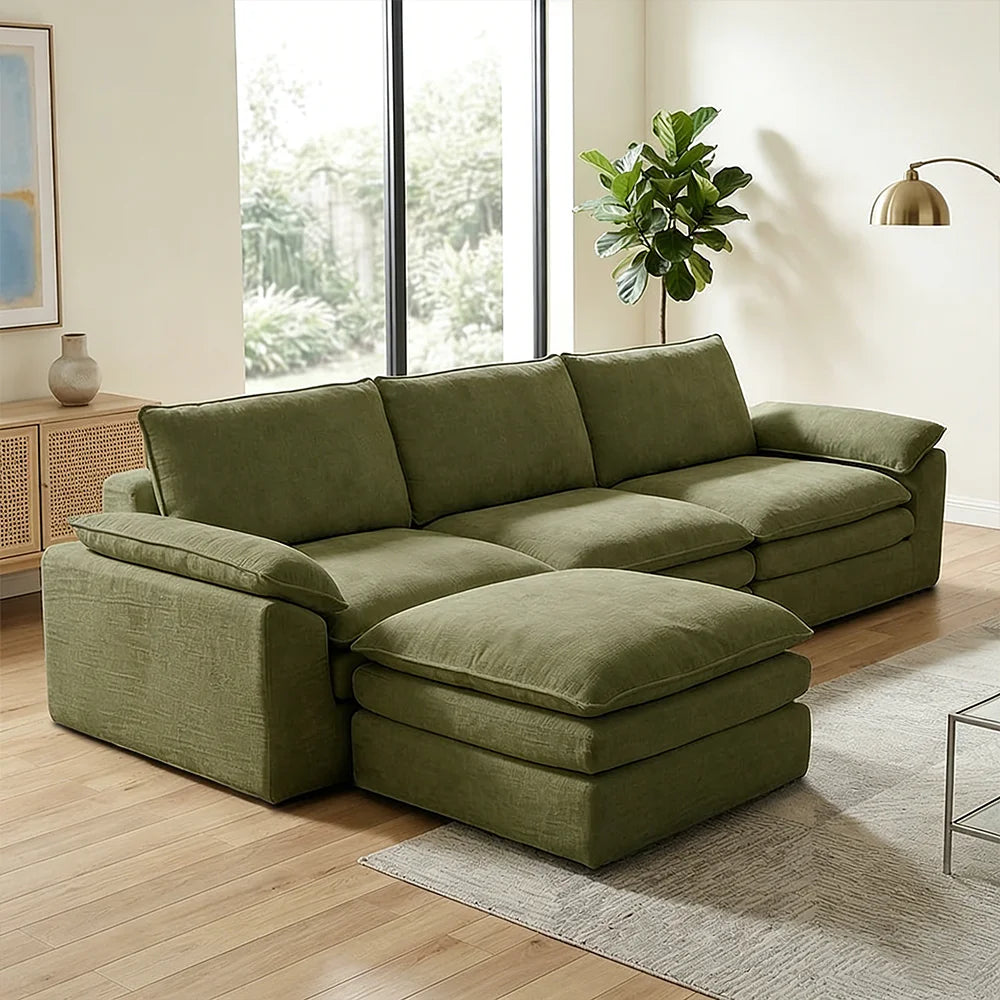 YQzyphyna Modern Cloud Modular Sofa L-Shaped Velvet Couch With Pillows