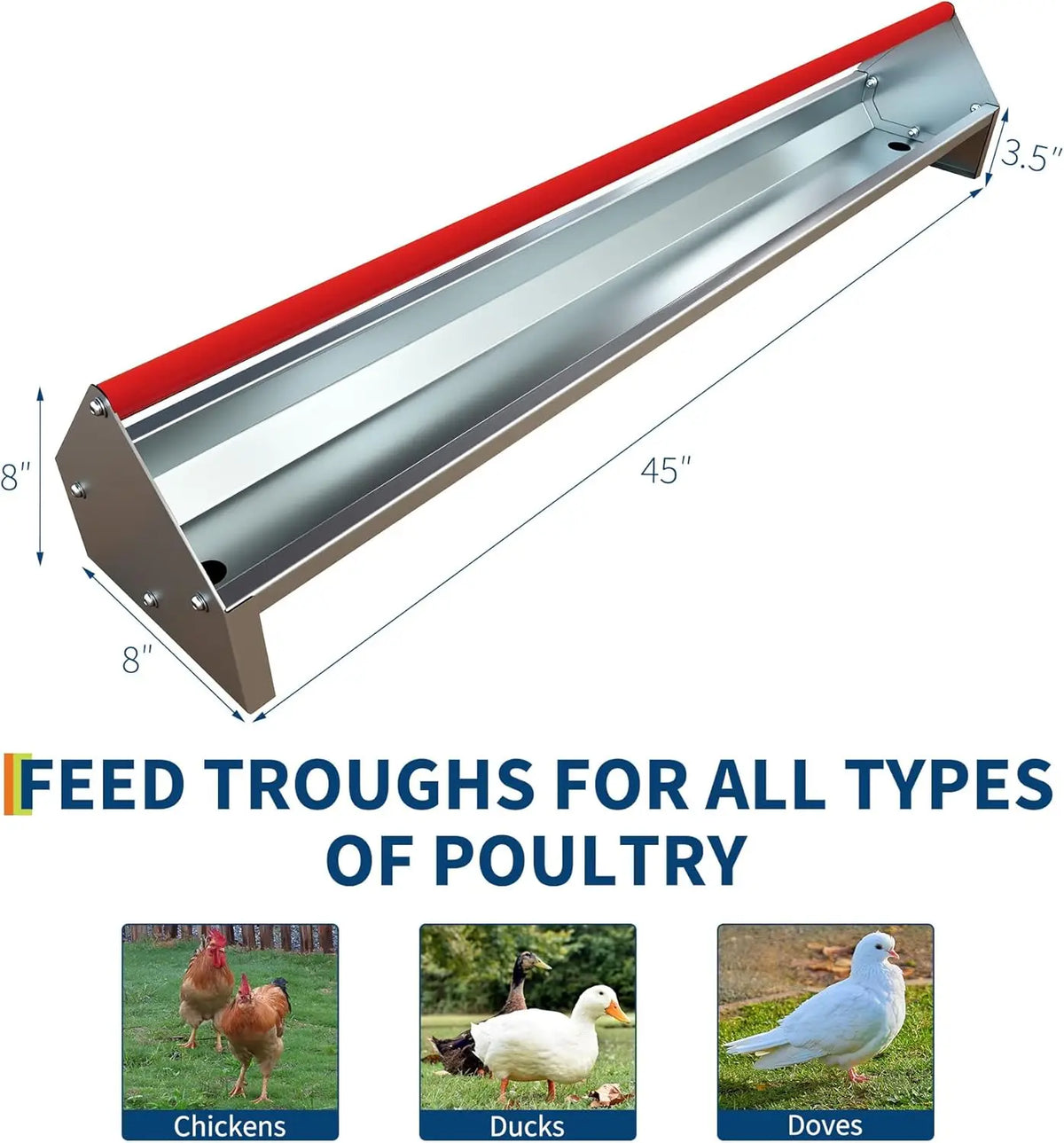 HiMISS Galvanized Steel Livestock Feeding Trough With Drainage Holes