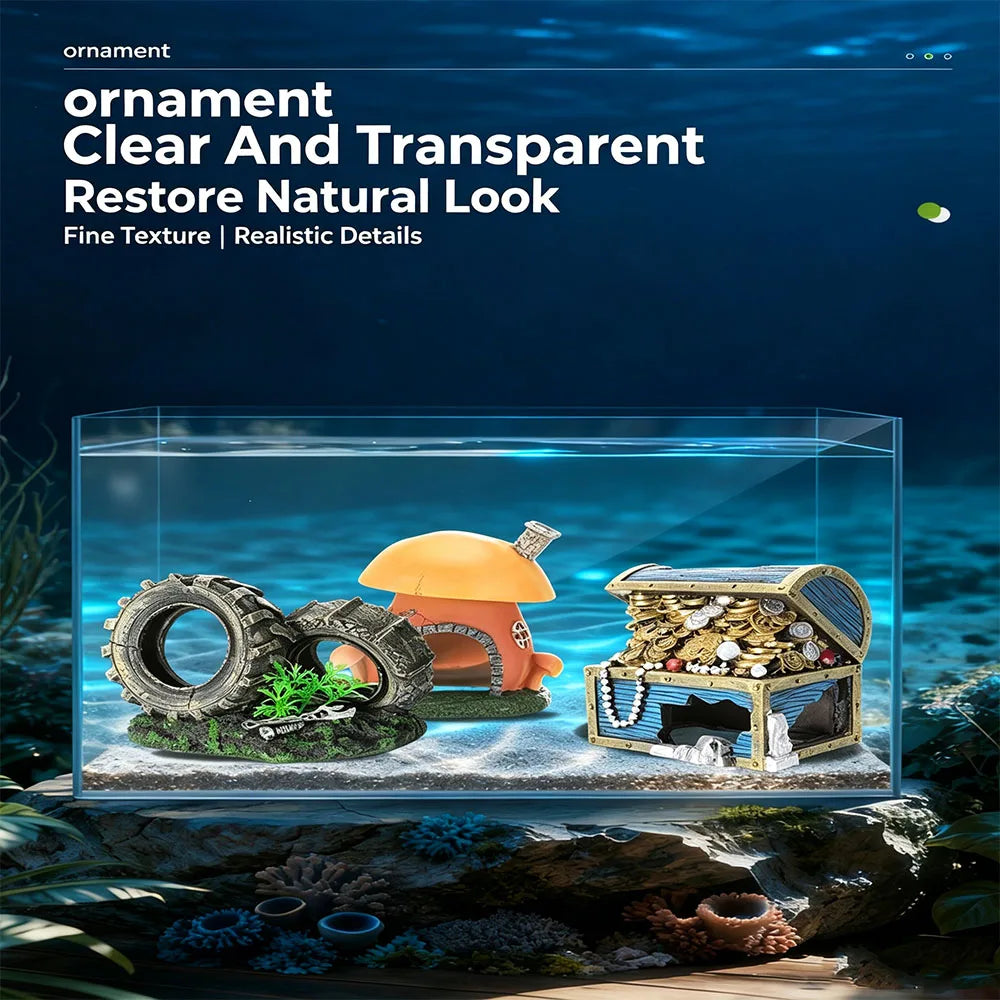 Aquarium Resin Hiding Cave Ornament Fish Tank Decor Shelter House Safe Non‑Toxic Hideout for  Aquarium Landscape Decoration