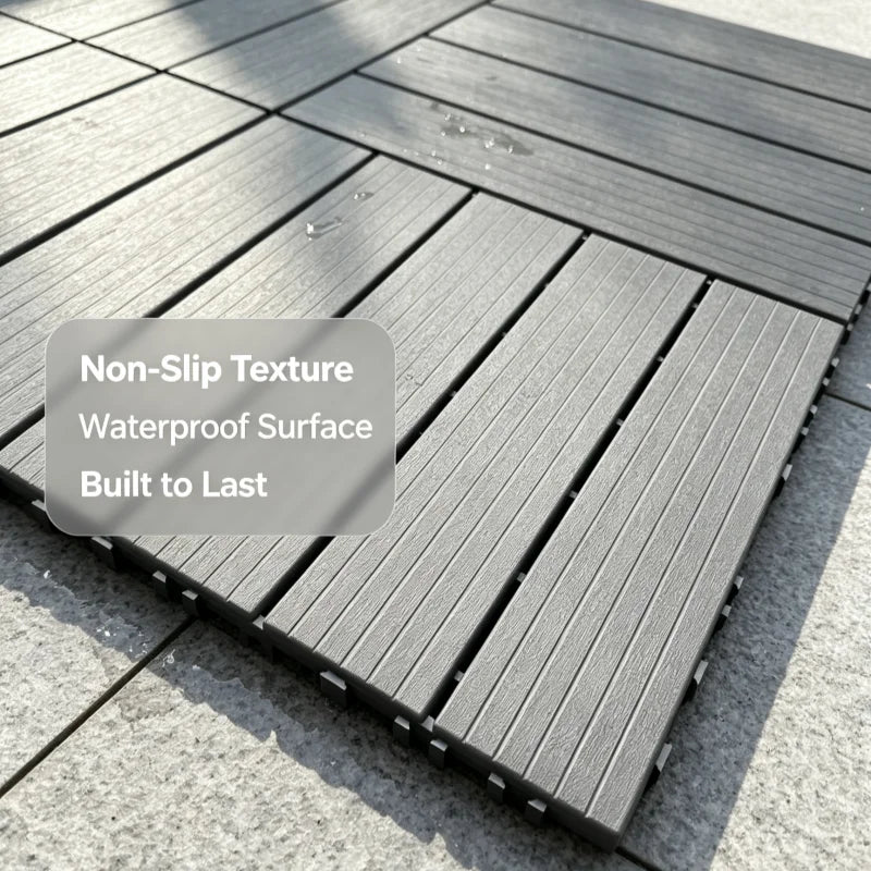 44-Piece Interlocking Plastic Outdoor Flooring, Suitable for Courtyard Floors, Outdoor Patios, Walkways, and Decking. Waterproof and Easy to Install, Made of Durable PP Material, Ideal for Use around Swimming Pools, Gardens,