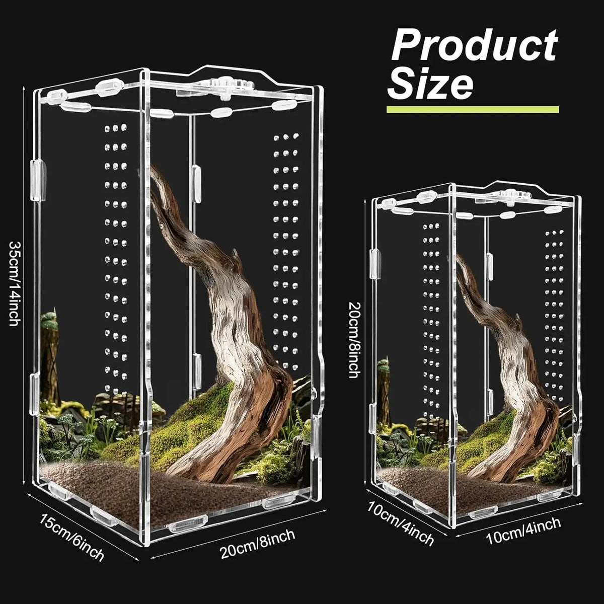 Acrylic Transparent Reptile Terrarium Habitat Enclosure for Small Animals