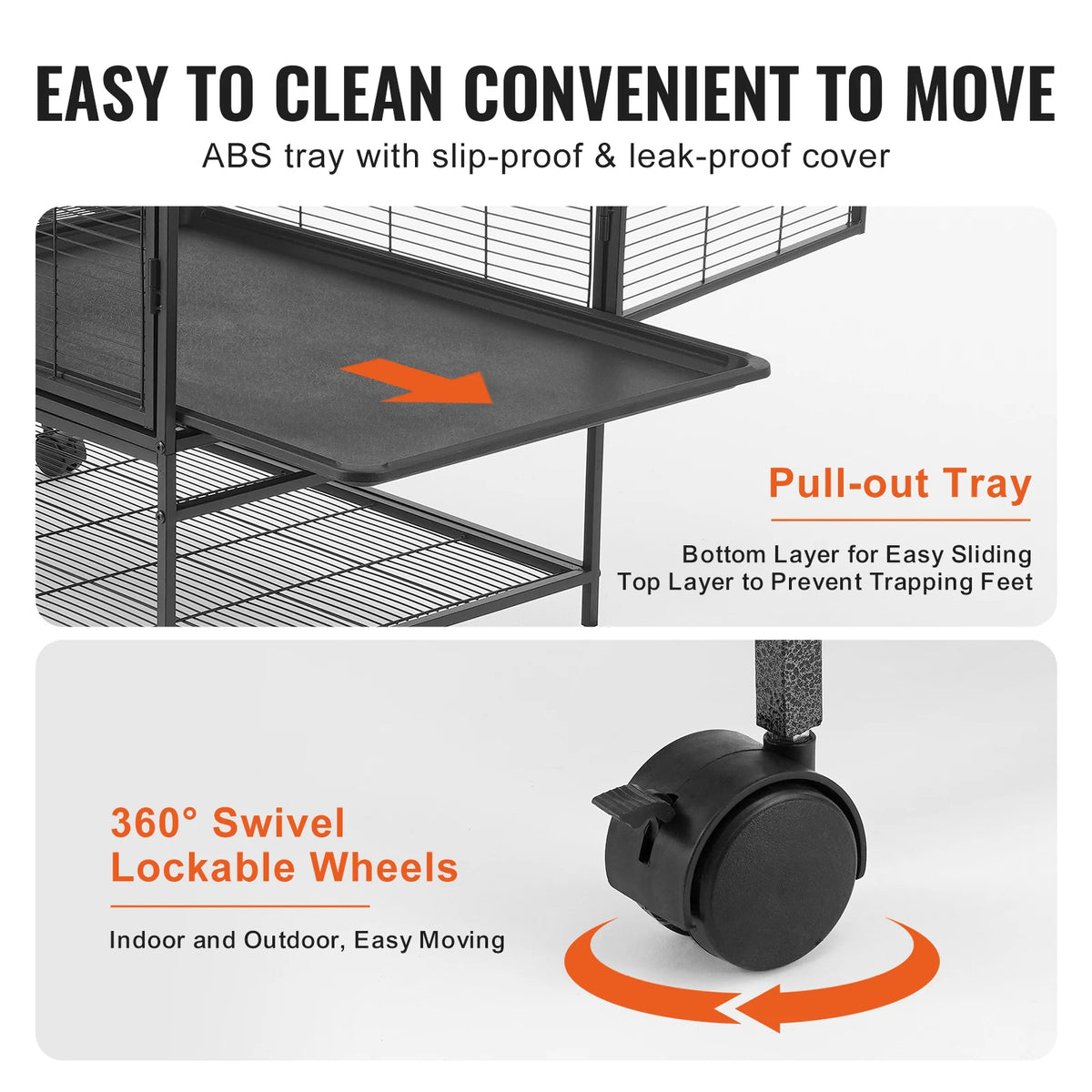 SucceBuy Rolling Metal Small Animal Cage With Removable Trays