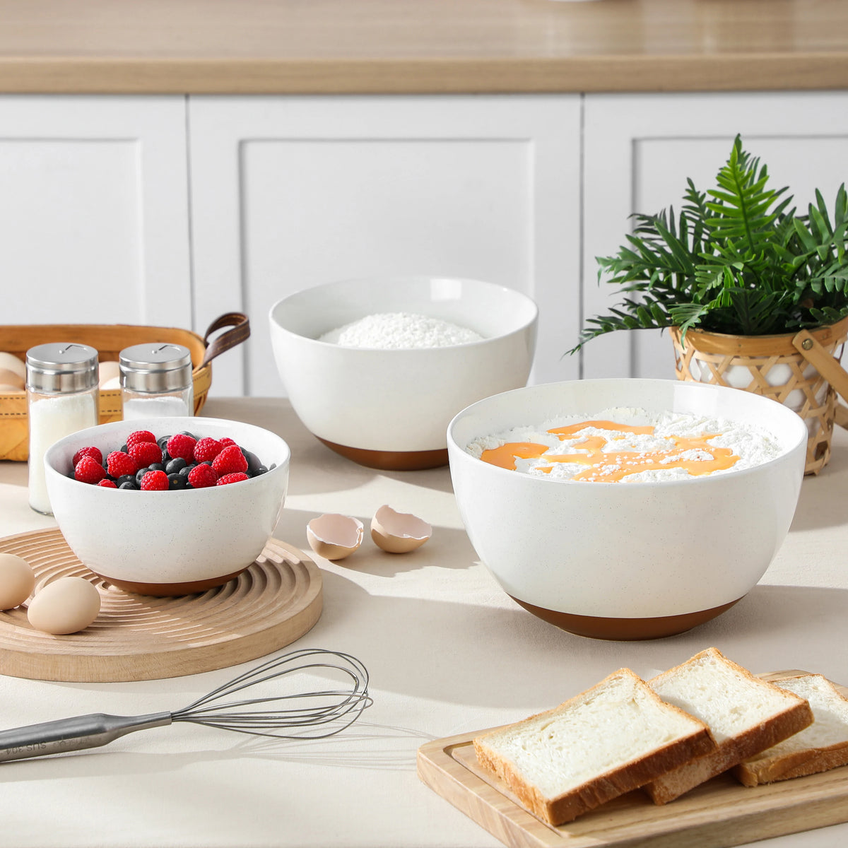 Malacasa Nesting Ceramic Mixing And Serving Bowls Set