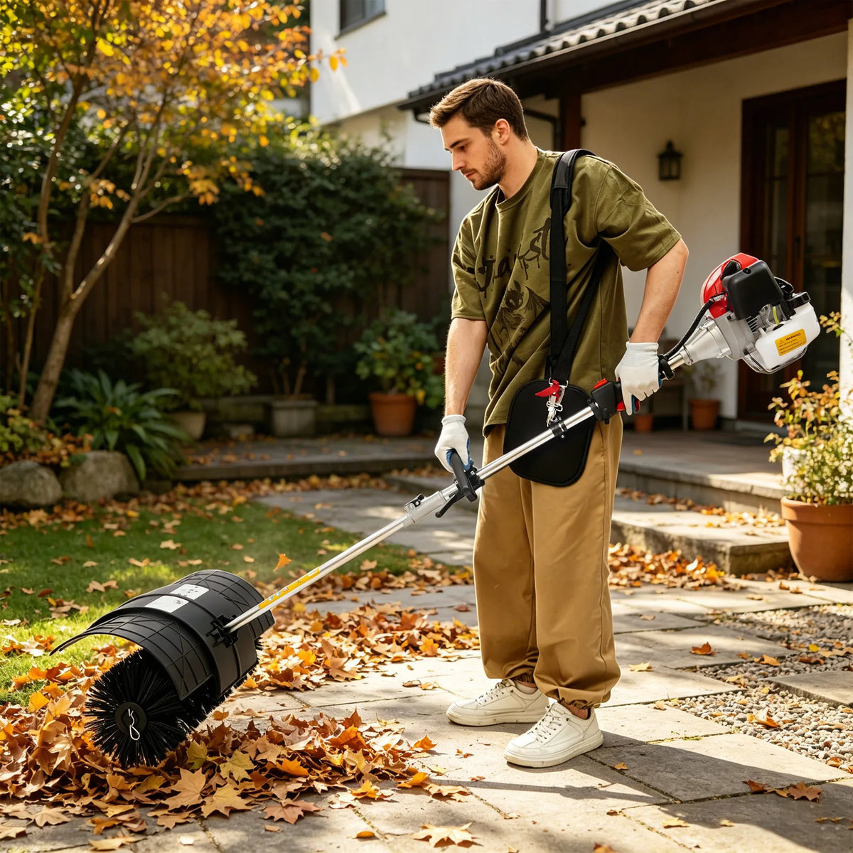 Bymaocar 52CC 2 Stroke Gasoline Handheld Lawn Sweeper Broom