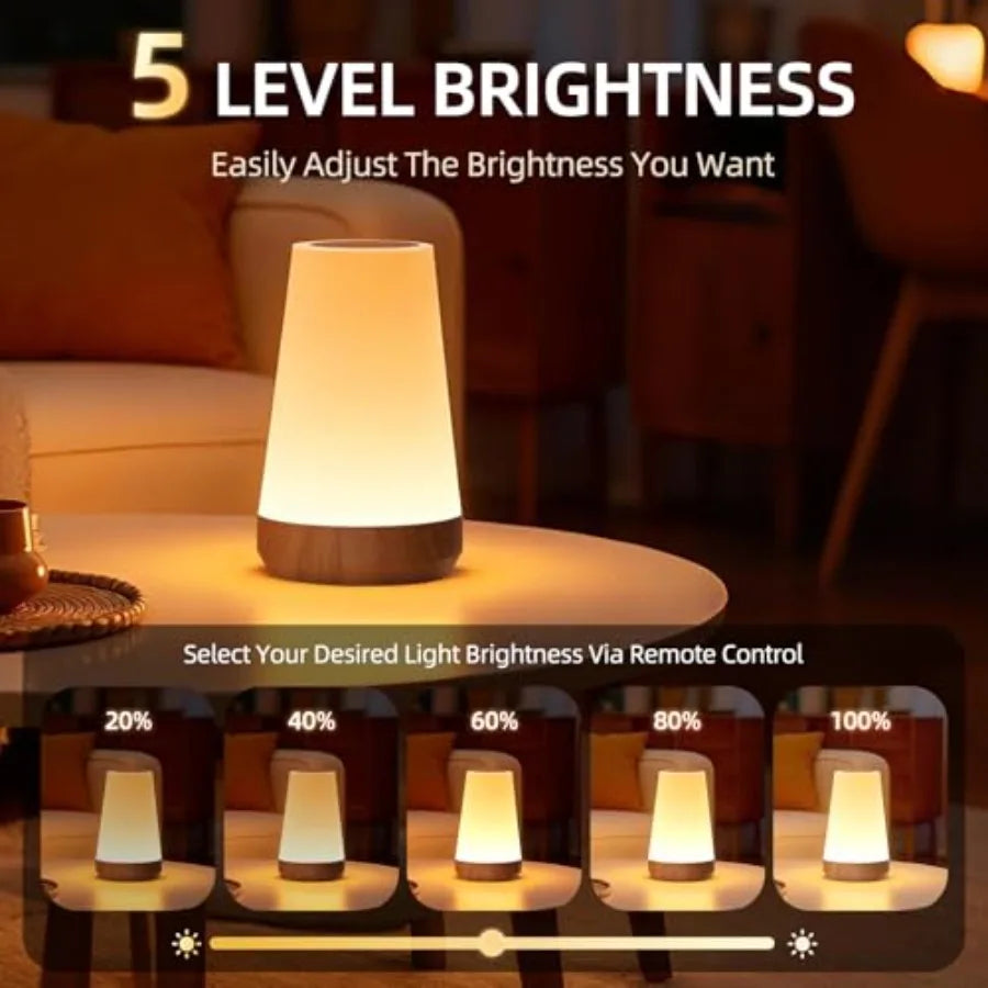 Rechargeable Dimmable Touch Night Light With Remote Bedside Lamp