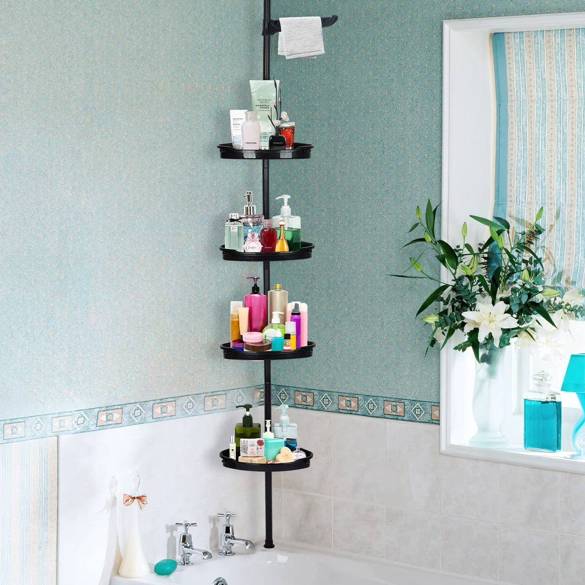 HiMISS Four Tier Corner Shower Caddy Adjustable Bathroom Storage Organizer