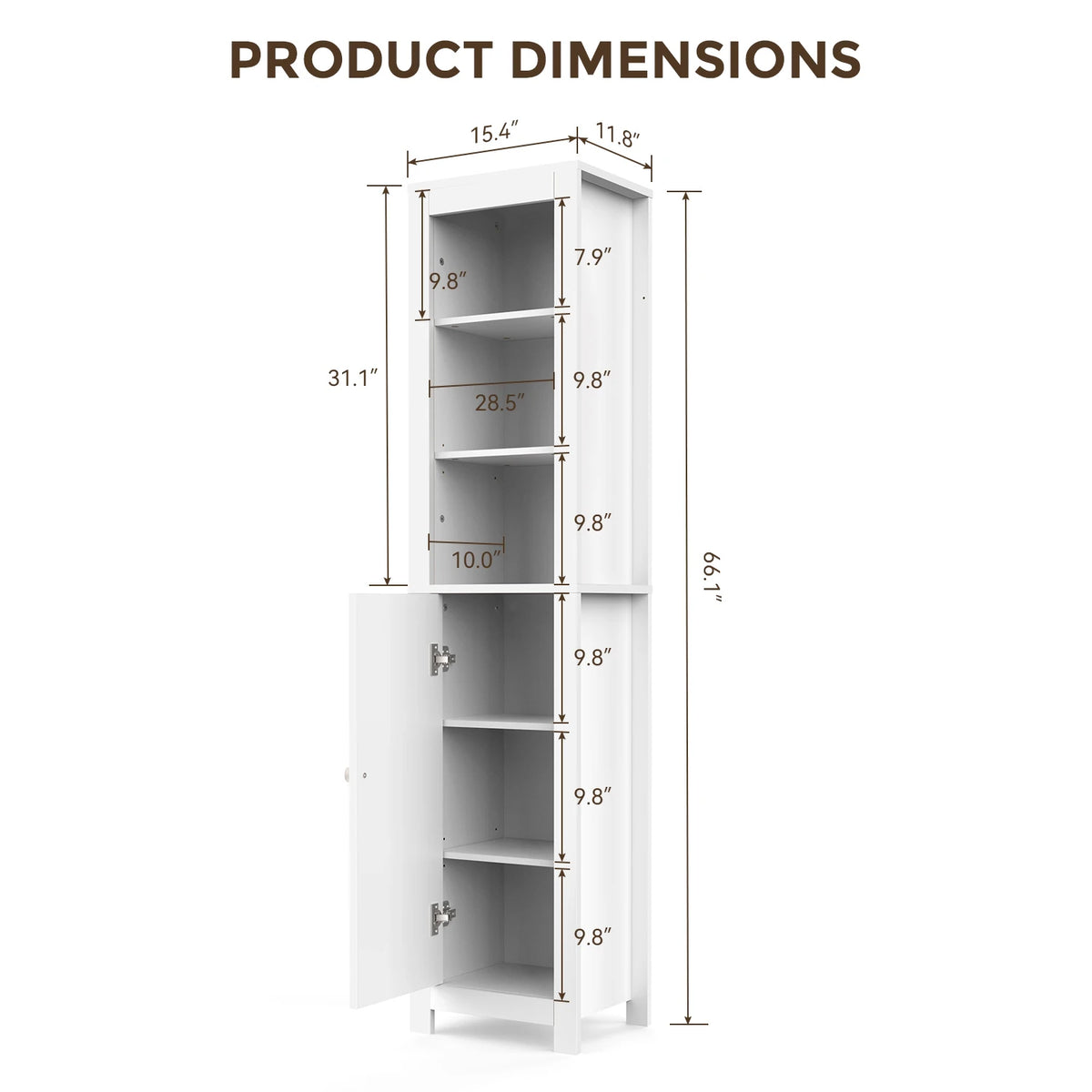 TinyNest Freestanding Bathroom Storage Cabinet With Adjustable Shelves