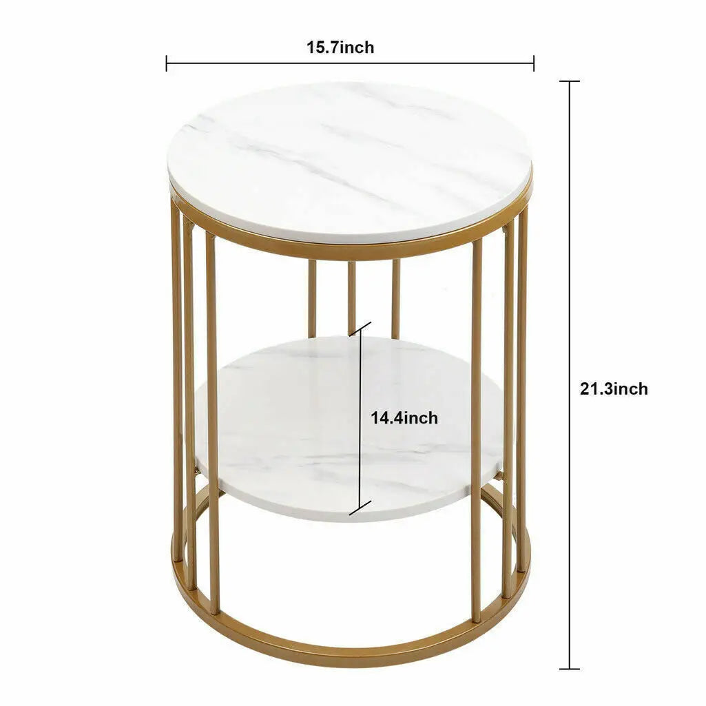 Wisfor Round Stone Side Table Nightstand Jewelry Storage