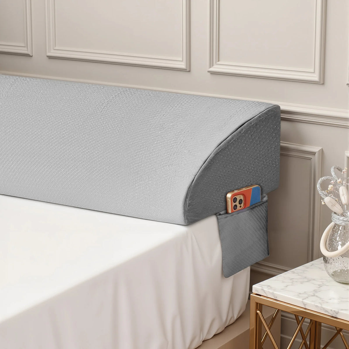 JHK Ergonomic Memory Foam Headboard Wedge Pillow With Cooling Cover