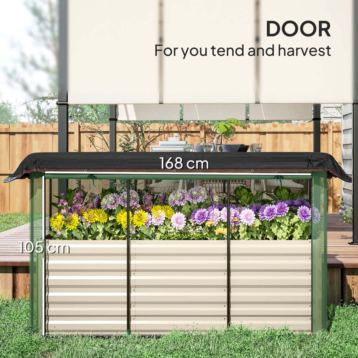 Galvanized Raised Garden Bed with Crop Cage & Shade Cloth, Beige