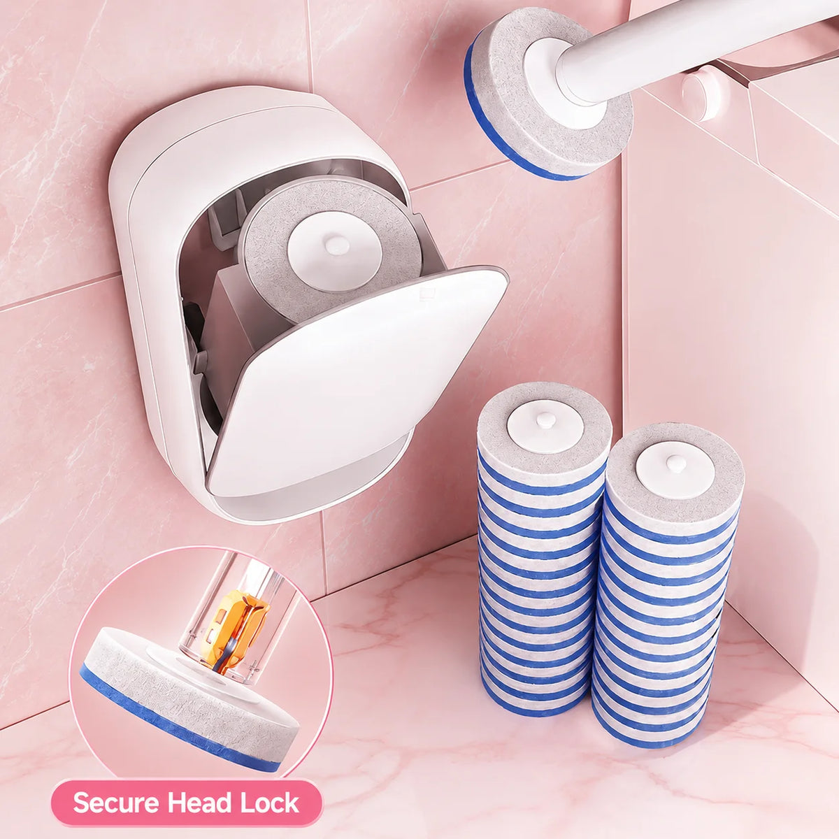 Joybos Drill Free Wall Mounted Toilet Brush With Replaceable Heads