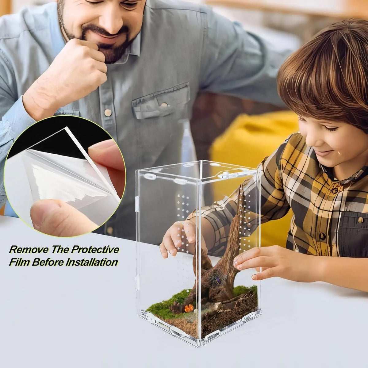 Acrylic Transparent Reptile Terrarium Habitat Enclosure for Small Animals