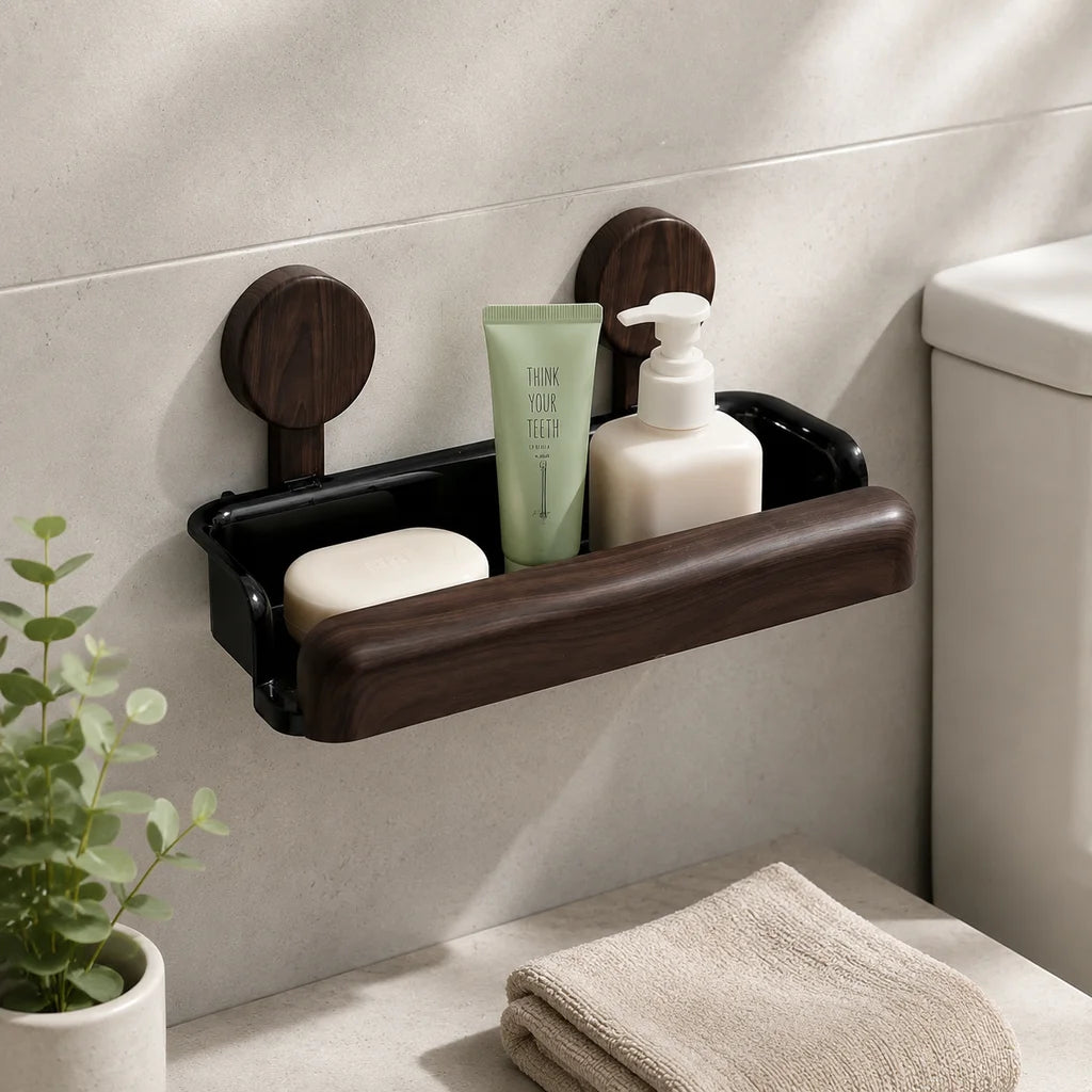 No Drill Suction Cup Shower Shelf Waterproof Drainage Organizer
