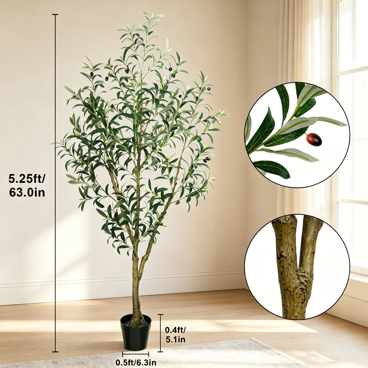 Olitree Artificial Olive Tree With Indoor Pot And Lifelike Fruits