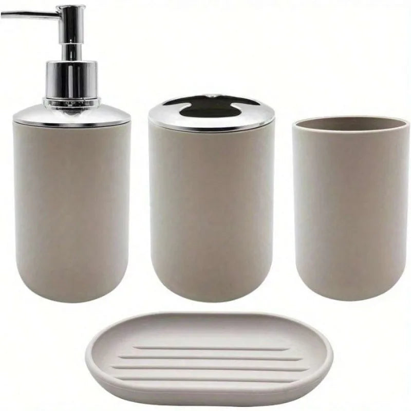 Four Piece Resin Bathroom Accessories Set With Soap Dispenser